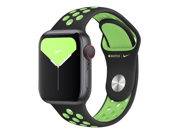 Apple 40mm Nike Sport Band - KlocKräm för smart klocka - storlek S/M och M/L - svart/kalkblast - för Watch Hermès Series 7, Hermès Series 9, Nike Ser
