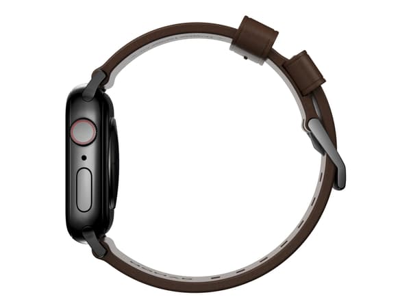 Nomad Modern Strap - Limited Edition - klokkestropp for smart armbåndsur - 150-210 mm - brun, black hardware - for Apple Watch Hermès Series 9, Serie