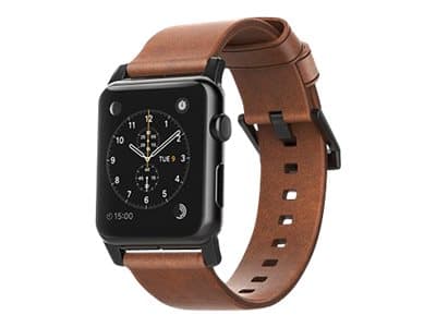 Nomad Modern Strap - Limited Edition - klokkestropp for smart armbåndsur - 150-210 mm - brun, black hardware - for Apple Watch Hermès Series 9, Serie