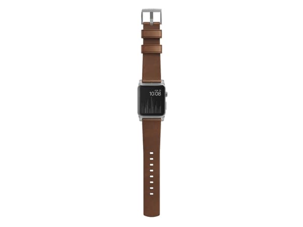 Nomad Modern Strap - Limited Edition - klokkestropp for smart armbåndsur - 150-210 mm - brun, sølvmaskinvare - for Apple Watch Hermès Series 9, Serie