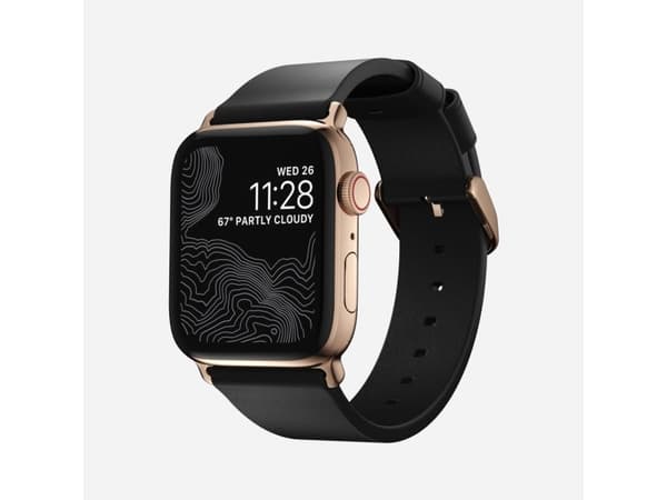 Nomad NM1A31SM00, Band, Smartklokke, Sort, Apple, Watch 40mm/38mm, Ekte lær, Rustfritt stål