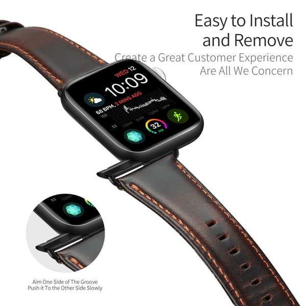 Dux Ducis Läderarmband Apple Watch 42/44/45/49 mm Brun