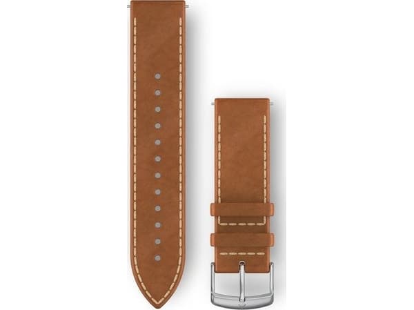 Garmin Quick Release Band - KlocKräm för smart klocka - 125 - 190 mm - tan, silverhårdvara - för Approach S40; Forerunner 245, 55, 645; Venu; vívoact