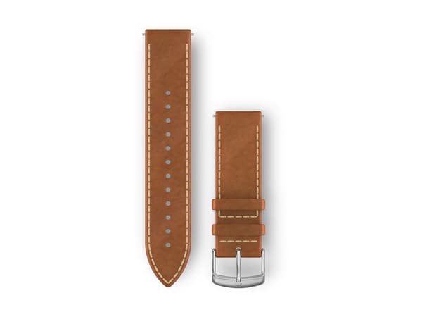 Garmin Quick Release Band - KlocKräm för smart klocka - 125 - 190 mm - tan, silverhårdvara - för Approach S40; Forerunner 245, 55, 645; Venu; vívoact