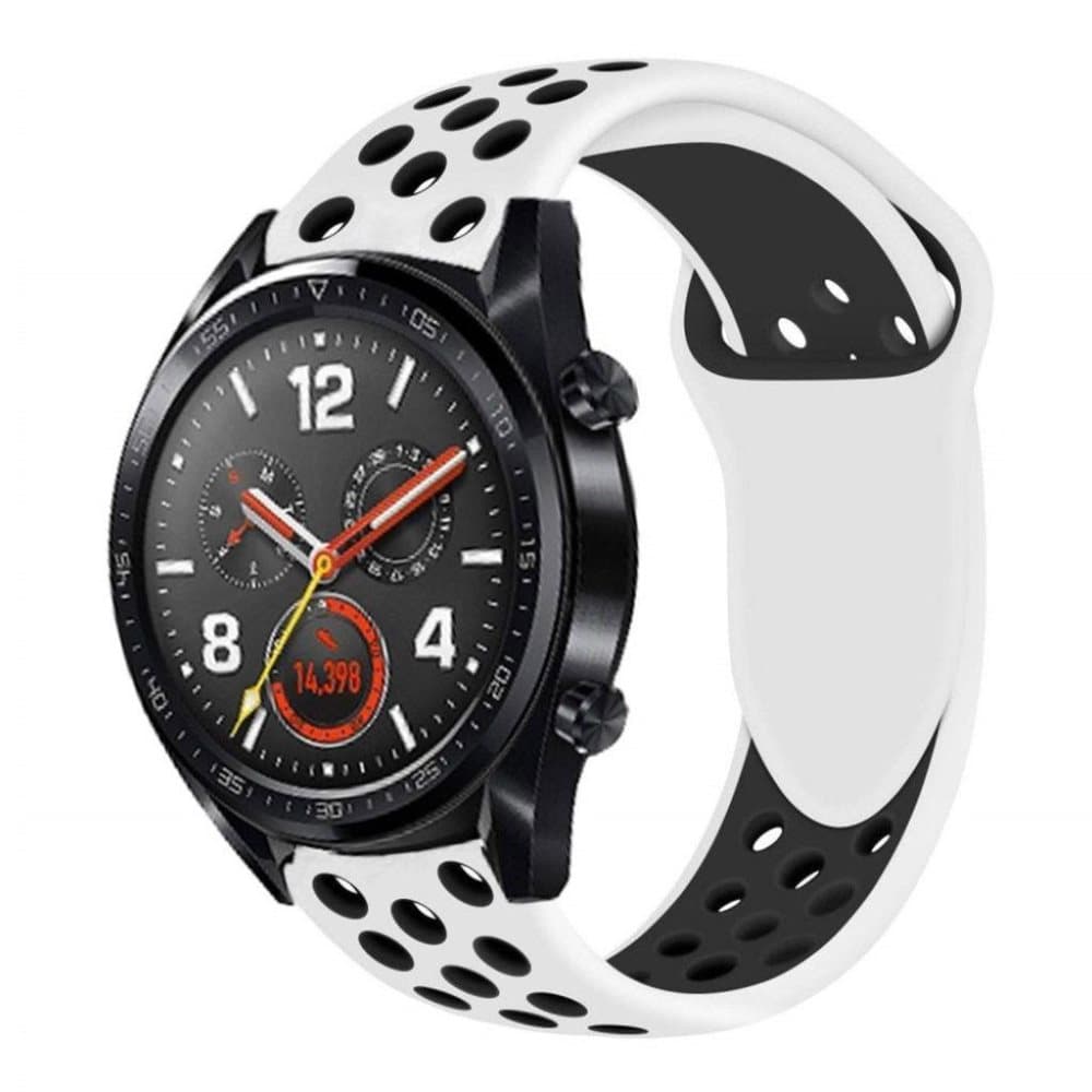 Huawei Watch GT blød silikone urrem - Sort/Hvid