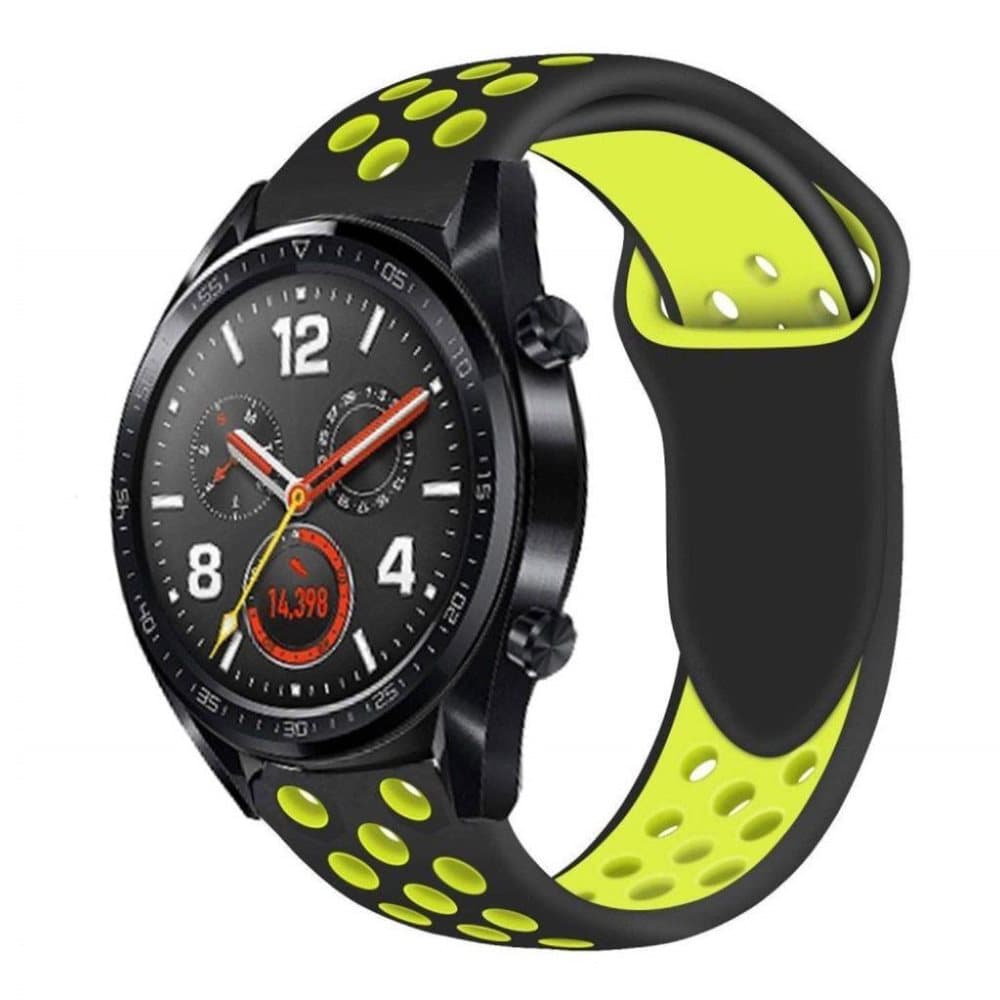 Huawei Watch GT pehmeä silicone kellon ranneke - Musta / Kel