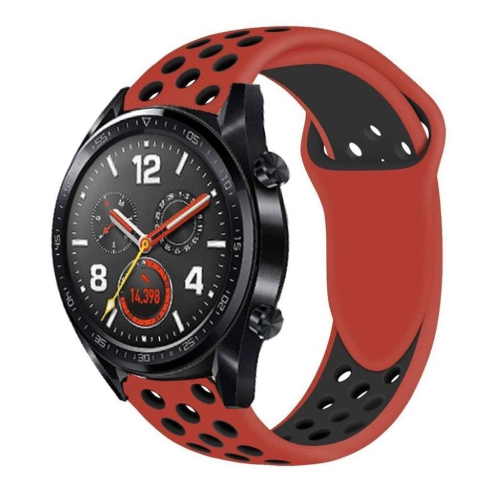 Huawei Watch GT blød silikone urrem - Rød/Sort