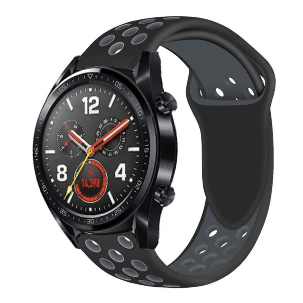 Huawei Watch GT blød silikone urrem - Sort/Grå