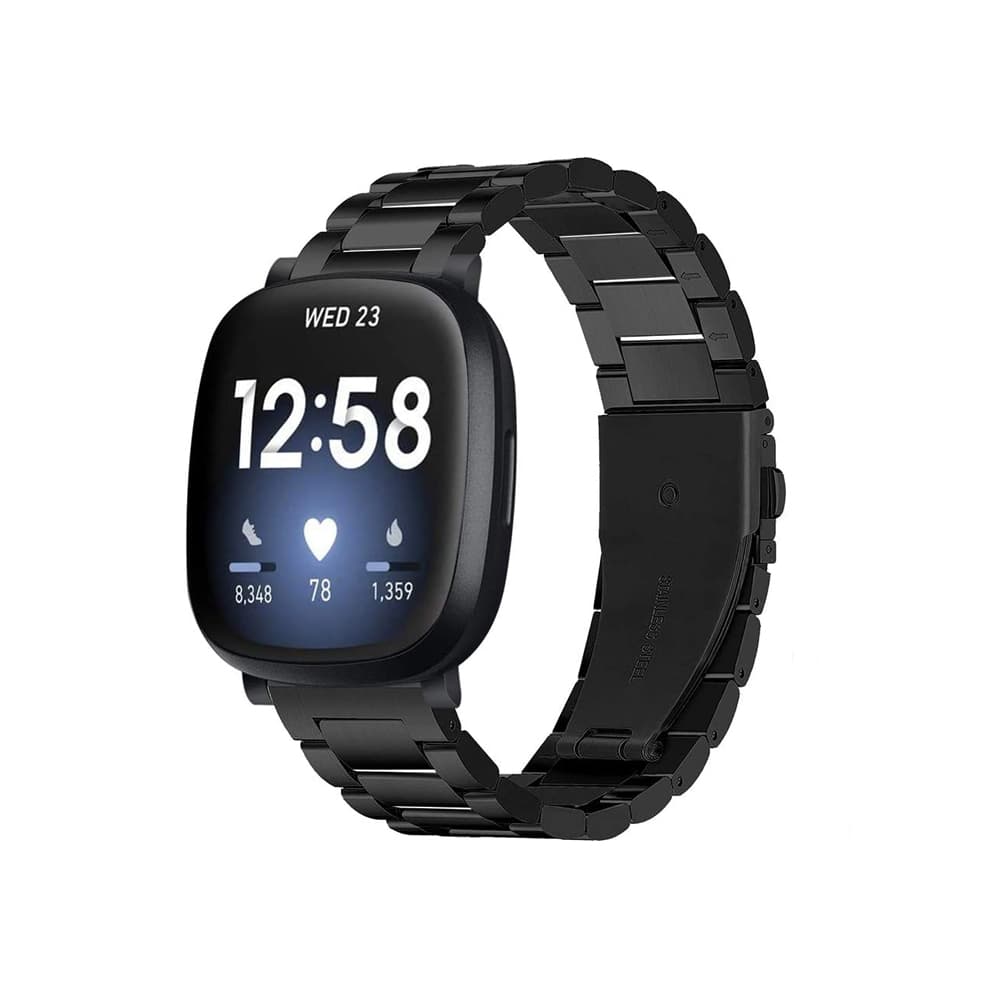 Fitbit Versa 3 / Sense armbånd rustfritt stål Svart