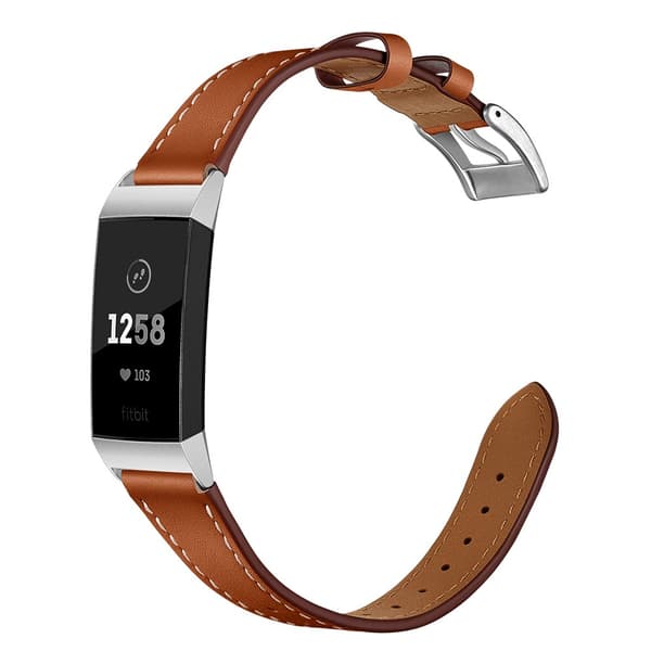 Äkta Läderarmband Fitbit Charge 3/4 Brun