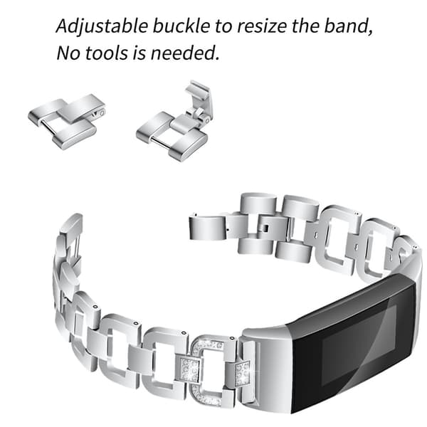 Rhinestone Metallarmband Fitbit Charge 3/4 Silver
