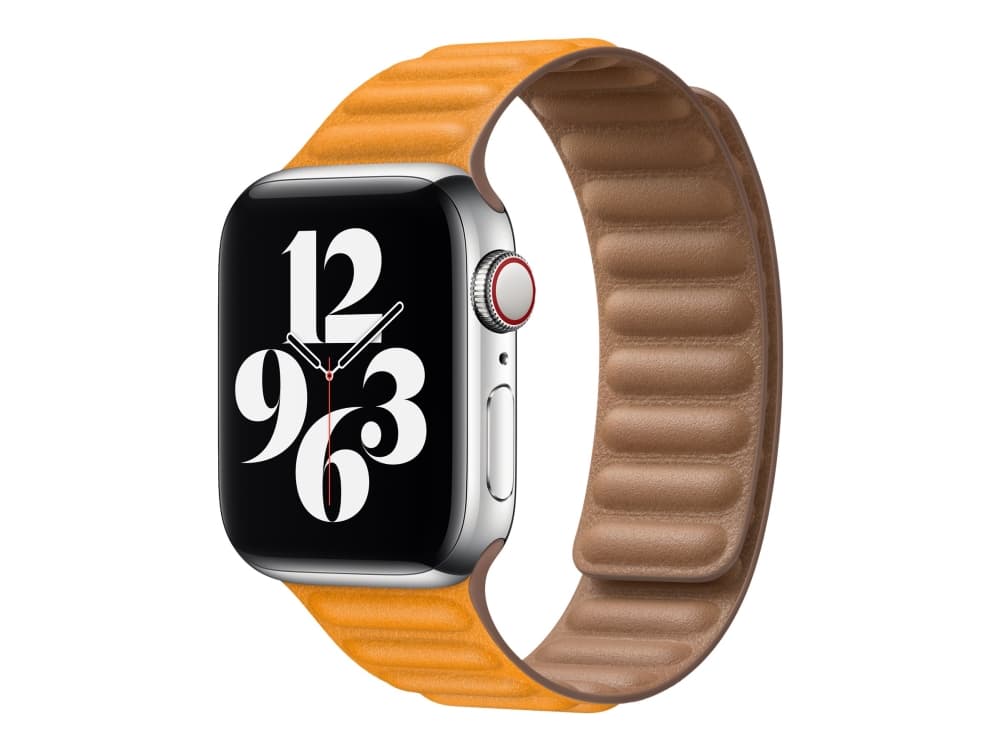 Apple 40mm Leather Link - Klokkestropp for smart armbåndsur - S/M-størrelse - california-valmue - for Watch (38 mm, 40 mm)