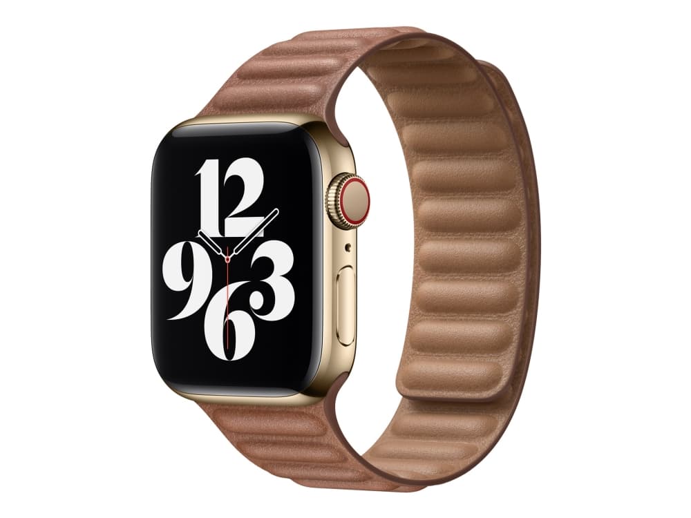Apple 40mm Leather Link - Klokkestropp for smart armbåndsur - S/M-størrelse - salbrun - for Watch (38 mm, 40 mm)