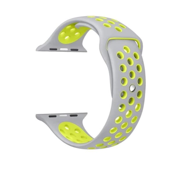 Apple Watch 42mm - HUTECHs Stillfulla Silikonarmband ORGINAL Grå/Gul M