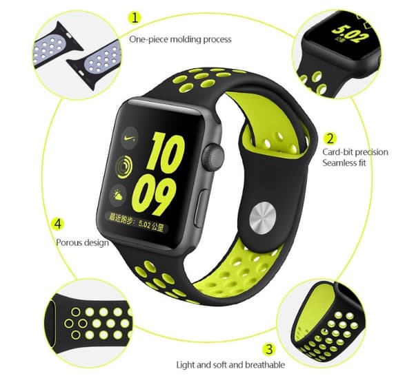Apple Watch 38mm - NORTH EDGE Stilrena Silikonarmband