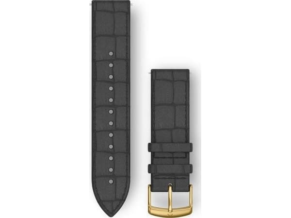 Garmin Quick Release Band - Klokkestropp for smart armbåndsur - 125 - 196 mm - svartpreget, gullmaskinvare - for Approach S40; Forerunner 245, 55, 64