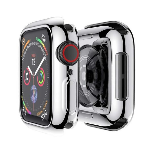 Omfattende Apple Watch 4/5/6/Se Shell Screen Protector Silver 44mm