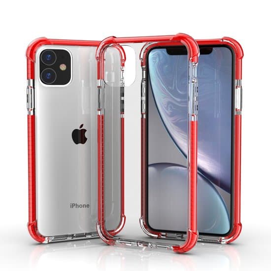iPhone 11 / iPhone XR bumper cover TPU + akryl - gennemsigtig rød