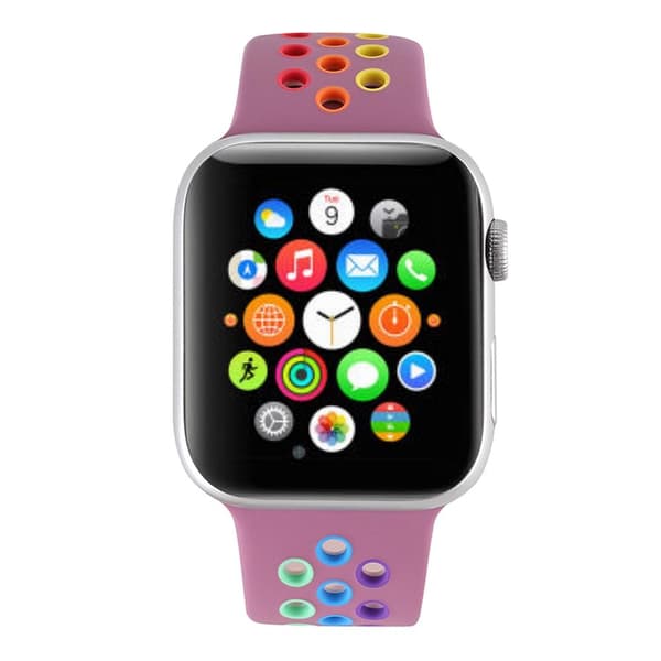För Apple Watch 42mm S/M Rainbow silikon Sport klockarmband