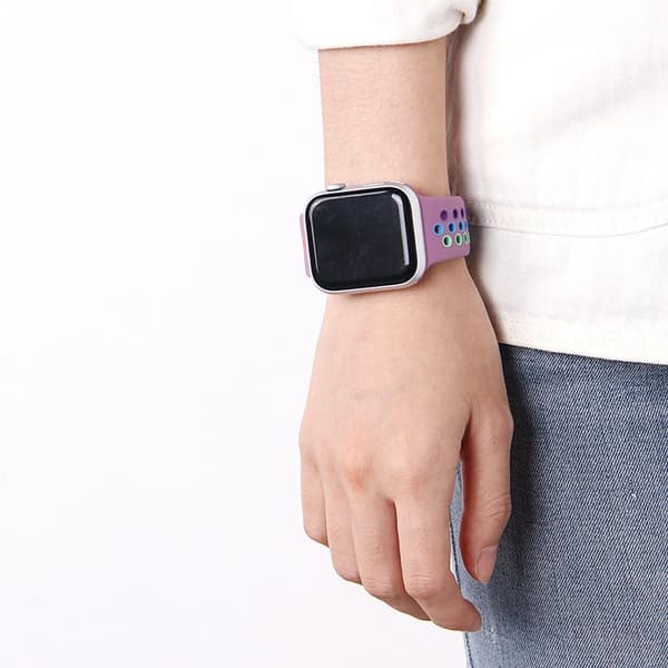 För Apple Watch 42mm S/M Rainbow silikon Sport klockarmband