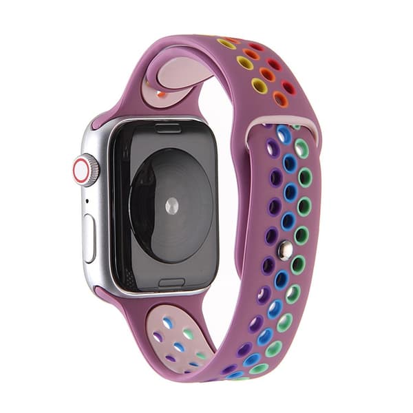 För Apple Watch 42mm S/M Rainbow silikon Sport klockarmband