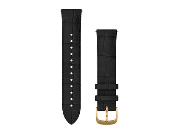 Garmin Quick Release Band - Klokkestropp for smart armbåndsur - 125 - 190 mm - black embossed Italian leather, 24K gold PVD hardware - for Approach S