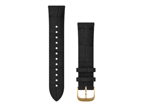 Garmin Quick Release Band - Klockarmband för smartklocka - 125 - 190 mm - svart präglat italienskt läder, 24K guld PVD-hårdvara - för Approach S40; F