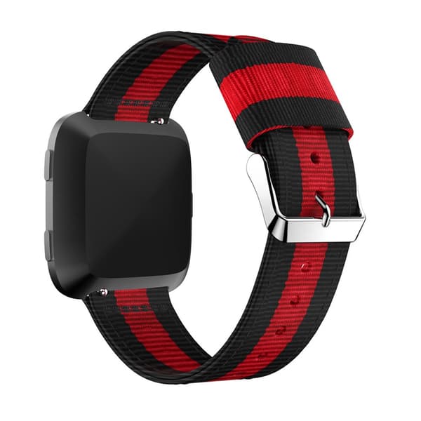 Nylonarmband Fitbit Versa/Versa 2 Svart/Röd