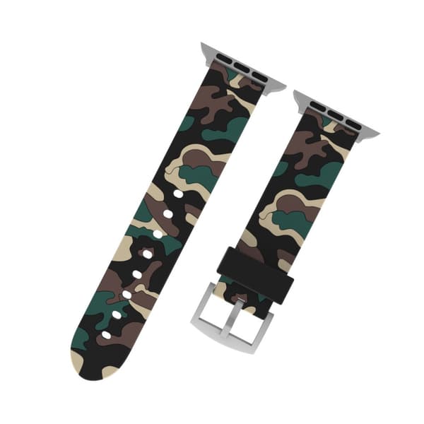 Silikonarmband Apple Watch 42/44/45 mm Kamouflage Grön