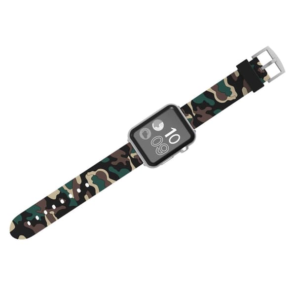Silikonarmband Apple Watch 42/44/45 mm Kamouflage Grön