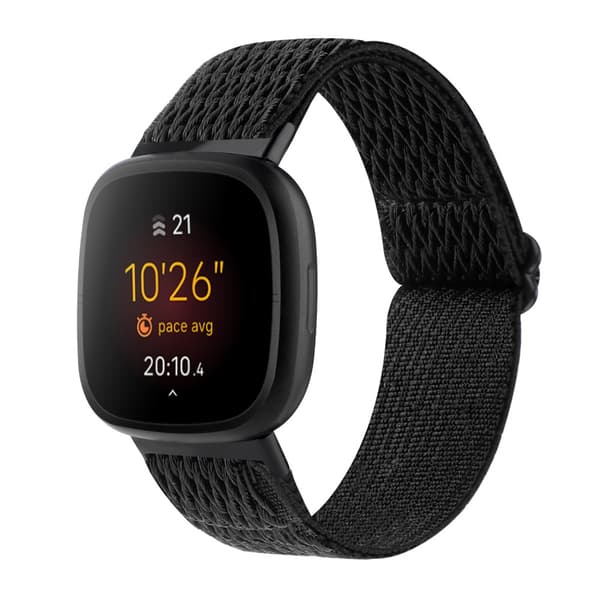 Vävd Nylonarmband Fitbit Versa 3/Sense Svart