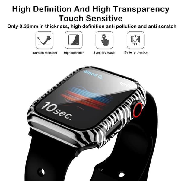 Heltäckande Skal till Apple Watch 1/2/3 Härdat glas 38mm ZEBRA