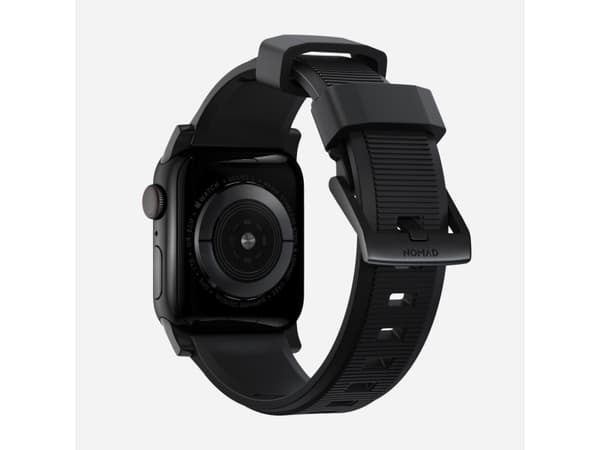 Nomad NM1A41BN00, Band, Smartwatch, Svart, Apple, Apple Watch Series 7, 6, SE, and all previous versions of Apple Watch, Gummi, Rostfritt stål