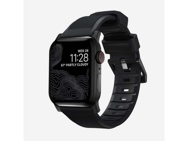 Nomad NM1A41BN00, Band, Smartwatch, Svart, Apple, Apple Watch Series 7, 6, SE, and all previous versions of Apple Watch, Gummi, Rostfritt stål