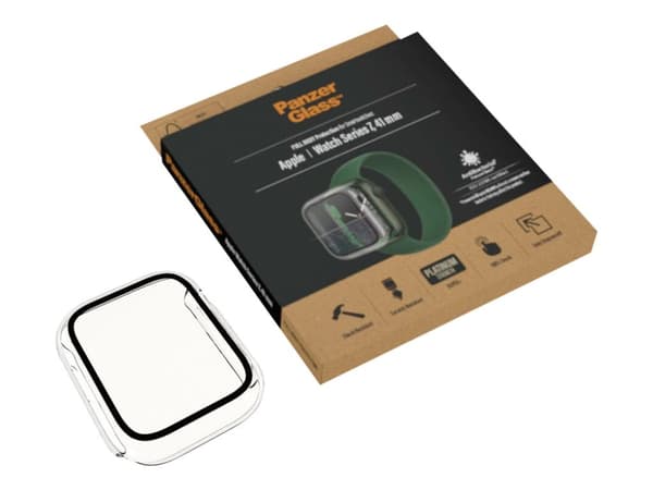 PanzerGlass - Skjermbeskyttelse for smart armbåndsur - helhus - glass - rammefarge svart - for Apple Watch (41 mm)