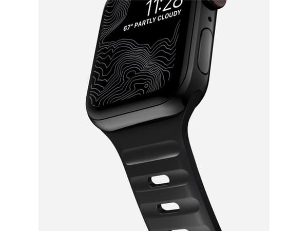 Nomad Sport Strap, Band, Sportklocka, Svart, Apple, Apple Watch Series 7, 6, SE, and all previous versions of Apple Watch, Gjuten aluminium, Gummi