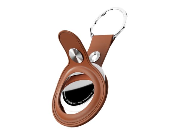 Keybudz Airtag Snap Ring - Fodral för airtag - genuint läder - tan (paket om 2)