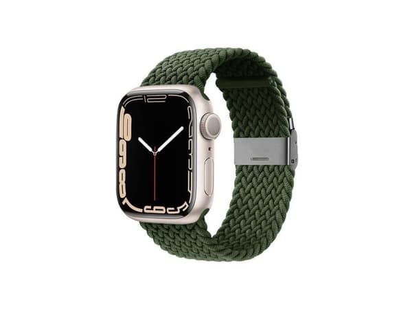 Crong CRG-40WAV-GRN, Klockarmband, Apple, Apple Watch Series 1/2/3/4/5/6/7/8/9/SE/Nike 38/40/41mm, Polyester, Rostfritt stål, Grön