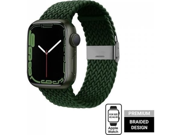 Crong CRG-44WAV-GRN, Klokkereim, Apple, Apple Watch Series 1/2/3/4/5/6/7/8/9/SE/ULTRA/ULTRA 2, Polyester, Rustfritt stål, Grønn