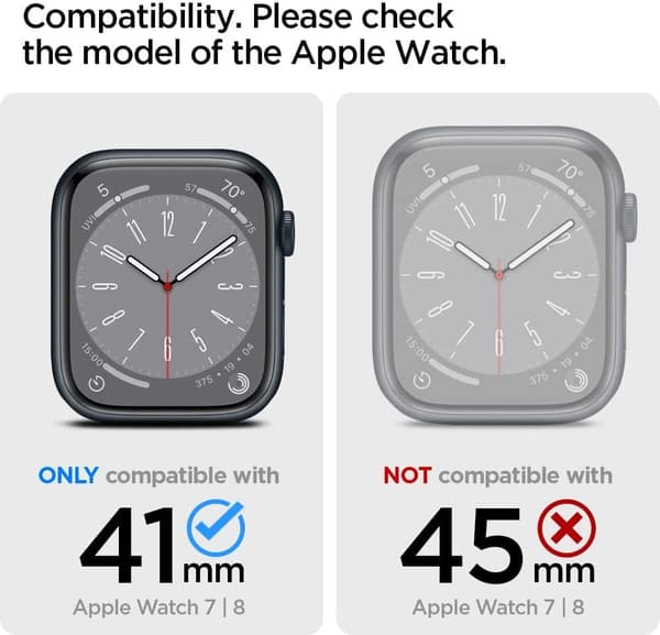 Apple watch series 7/8/9 - 41mm: 2 i 1 design Fodral med skärmskydd