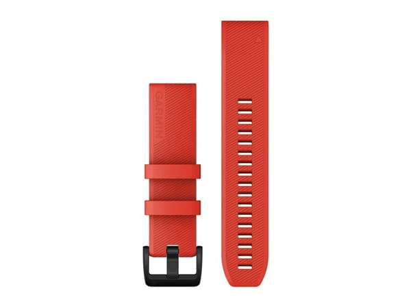 Garmin QuickFit - Klokkestropp for smart armbåndsur - laserrød, black hardware - for Approach S62; D2; fenix 5; fenix 5; fenix 6; fenix 7; Forerunner