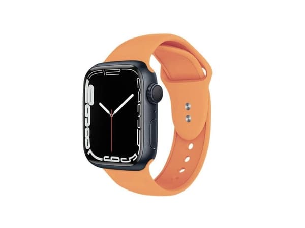 Crong CRG-44LQB-ORG, Klokkereim, Apple, Apple Watch Series 1/2/3/4/5/6/7/SE, Silikagel, Rustfritt stål, Rustfritt stål