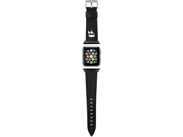 Karl Lagerfeld-rem KLAWLOKHK Apple Watch 42/44/45 mm svart/svart reim Saffiano Karl Heads