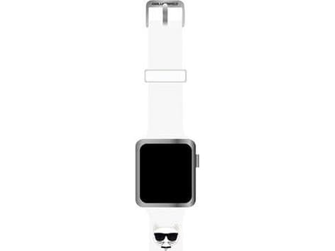 Karl Lagerfeld-rem Karl Lagerfeld KLAWMSLCW Apple Watch 4/5/6/7/SE 40/41 mm Hvit/Hvit stropp Silikon Choupette-hoder