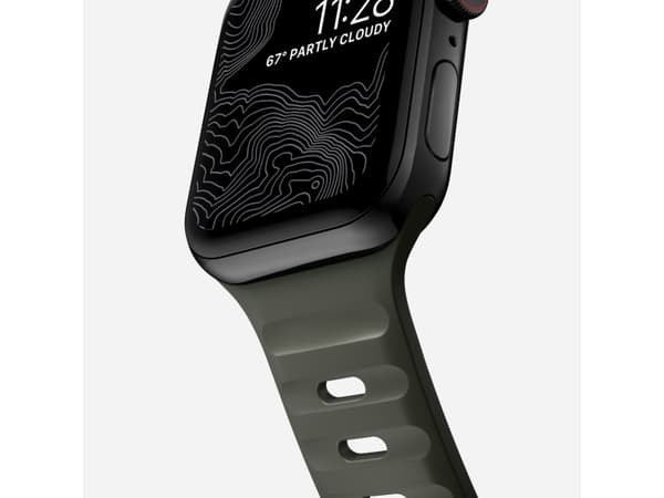 Nomad Sport Band, Klockarmband, Apple, Watch, Gjuten aluminium, Gummi, Grön, 135 mm