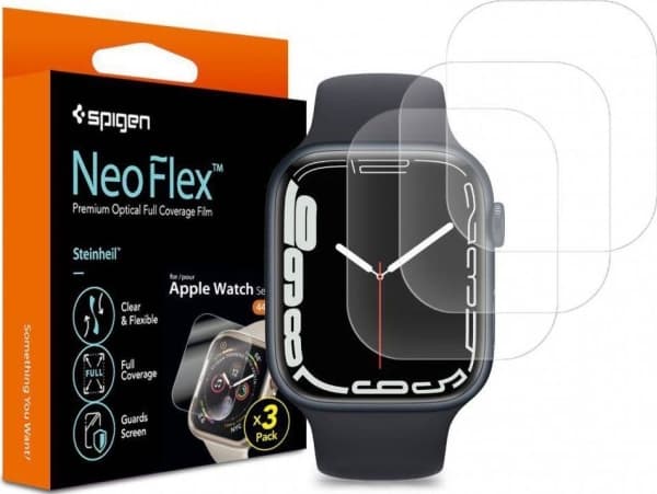 Spigen Neo Flex Film Apple Watch 7 45mm 4/5/6/SE 3kpl märkä sovellus AFL04049