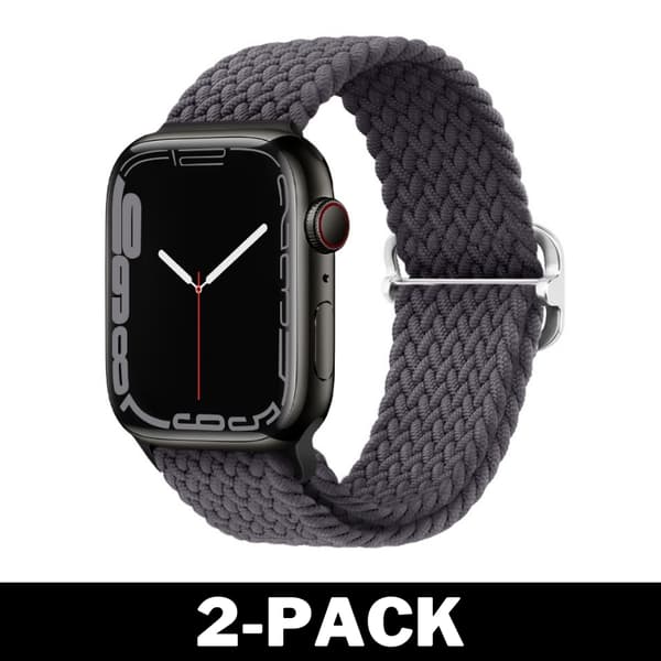 Flätat Armband för Apple Watch 42/44/45 mm Mörkgrå M 2-Pack