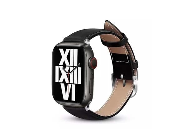 Crong CRG-44NOB-BLK, Klockarmband, Apple, Apple Watch Series 42/44/45MM, Äkta läder, Svart