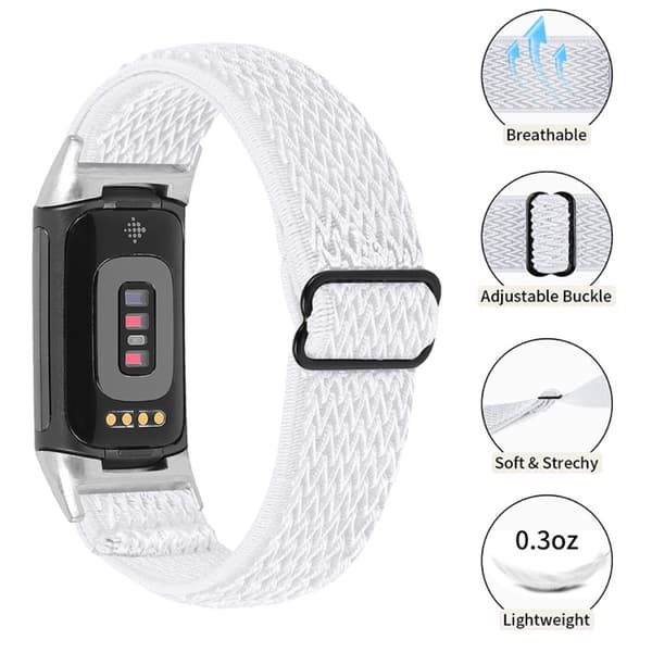 Vävd Nylonarmband Fitbit Charge 5 Vit