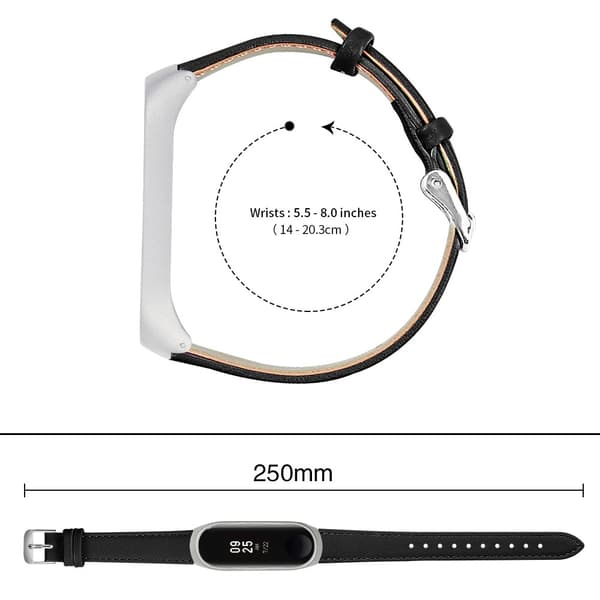 Äkta Läderarmband Xiaomi Mi Band 5/6 Svart